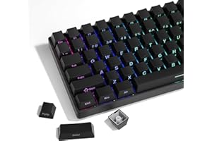 LQXQ Keycaps PBT 136 Touches Latérales Imprimées, Profil OEM Custom Double Shot, Side Printed PBT Keycaps Transparent pour ANSI US pour Claviers Mécaniques de Interrupteur Cherry Gateron MX, Noir