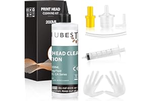 IUBEST Kit Pulizia Testine Stampante da 200ml, Kit Pulizia Ugelli Stampante per la Pulizia di Tutte le Testine di Stampa Delle Stampanti Epson, Canon, Brother, HP, Lexmark, Kodak e Samsung