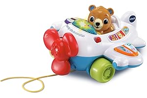 VTech Baby 123 Fly with Me Aeroplane, Interactive Pull Along Toy with Spinning Propeller, Numbers, Letter Sounds, Songs & Phrases, Gift for Babies 12, 18, 24 months +, English Version
