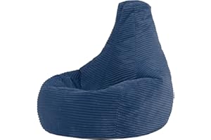 ‎ICON Icon Dalton Sitzsack Kinder, Denimblau, Flauschiger Cord Stoff, Sitzsack Cord mit Füllung, Bequemer Kinder Gaming Sessel, Kuschelsessel, Lese Sessel, Schlafzimmer, Kinderzimmer, Spielzimmer