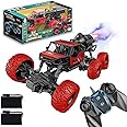 Fitto 6X6 Remote Control Truck with Smoke Mist Spray, LED Lights, and 2 Engines, RC Car Red