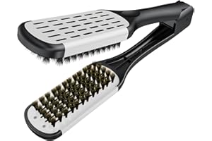 AISEELY - Cepillo alisador de cerdas de jabalí, herramienta para alisar el cabello (blanco)