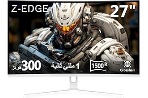 Z-EDGE 27-inch Curved Gaming Monitor - 16:9 Full HD 1920x1080, 300Hz Refresh Rate, 1ms Response Time, Frameless LED Display, AMD FreeSync Premium - DisplayPort & HDMI Ports UG27H White