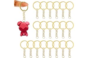 ZYFC 20 Pcs Metal Split Key Chain Rings, Key Chain Rings with Chain and Open Jump Rings Metal Splits Key Ring Hoops, Metal Keyring Chains, Set, for DIY Crafts, Keys, Pendant, Jewelry Making (Gold)