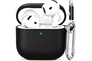 TNSNK för AirPods 5 / AirPods 4 Case, BA1-Black | Mjukt Silikon, Halkfritt, Reptåligt, med Rengöringssats och Nyckel, Trådlös