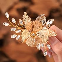Pince Cheveux Fleur Boho Atentuyi - Grande Rose Rouge Argent - Mariage Bal Démoiselle Honneur