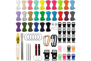 POUMUE 68 Pz Paracord Set, 26 Colori Paracord Nylon Corda Multifunzionale,Corda da Paracadute per Fai da Te da Intrecciare a Mano Braccialetto Cordino Collare per Cani, Kit per Bracciali Paracord