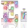 Light Up Letters, Glitter LED Letter Lights 18 Color Changing Diamond Alphabet Sign Night Light with Remote Control for Girls Gifts Birthday Bar Wedding Party Christmas Valentine Wall Table Decor - E