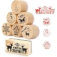 7 Tampons En Caoutchouc Noël - 6 Flocons De Neige Ronds + 1 Rectangle 'Merry Christmas' - DIY Scrapbooking Carte
