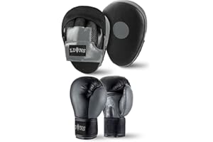 Lions Boxing Set For Kids Ages 6-11 (6oz Boxing Gloves Hook and Jab Focus Pads)