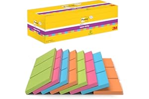 ‎POST-IT Post-it Super Sticky Notes, Packung mit 24 Blöcken, 90 Blatt pro Block, 76 mm x 76 mm, Farben: Grün, Pink, Blau, Orange - Extra-stark klebende Notizzettel für Notizen, To-Do-Listen und Erinnerungen