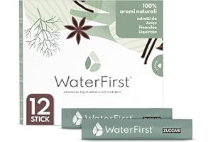 Zuccari WaterFirst Anice, Finocchio, Liquirizia, 12 Stick-Pack da 1,5g, Aromatizzatore per Acqua con Alkacitrati, Senza Zuccheri, Edulcoranti e Conservanti, Supporta il Metabolismo Acido-Base