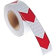 TUKA-i-AKUT 25Mx5cm Reflective Warning Tape Arrorw Shape, Adhesiv Warning Tape Stickers, Night Reflection Arrow Film Safety Sign Orietation Tape, Red and White, TKD5031