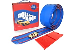 Roll&Race – Flexibel & Rullbar Bilbana 400cm – Kompatibel med Barnens Favoritbilar – Portabel & Enkel att Förvara – Gåva för Pojkar & Flickor