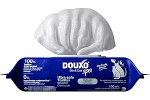 DOUXO Skin & Coat Spa - Ultra-Safe lingettes Multi-usages pour Chiens et Chats, 100 lingettes, éliminent Les saletés, laissent Le Pelage et Peau rafraîchis et agréablement parfumés, respecte la Peau