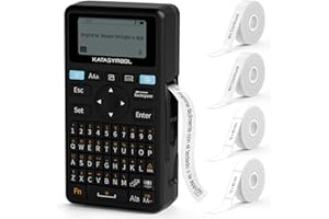 SUPVAN E11 Etiquetadora Teclado QWERTY/Bluetooth de Doble Uso, con 4 Rollos de Etiquetas Adhesivas (15mm × 6m*2 y 12mm×40mm*2), para la Escuela, la Oficina y el Hogar