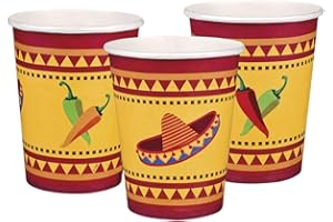 CARPETA 6 Becher * Mexiko * für eine heiße Mottoparty im Sommer | Siesta Fiesta Motto Party Sombrero Pappbecher Partybecher Cups