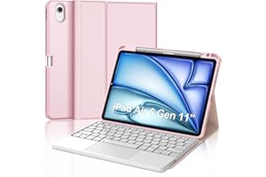 WINCHKING Tastiera per iPad Air 11 M3 2025/M2 2024 con Touchpad, Bluetooth Rimovibile Custodia con Tastiera per iPad Air 6 Generazione 11 Pollici 2025/2024, Keyboard Italiano con Supporto Pencil, Rosa chiaro