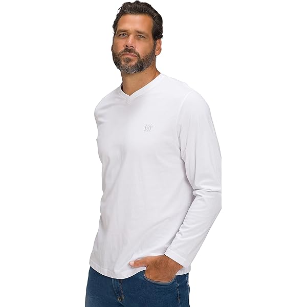 T-shirt JP 1880 Basic, Col En V - Jusqu'au 8 XL, Noir