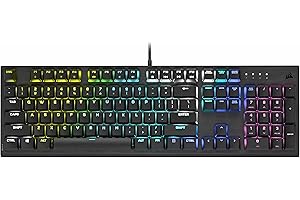 CORSAIR K60 RGB PRO LOW PROFILE Mechanical Wired Gaming Keyboard – CHERRY MX Low Profile SPEED Linear Switches – Durable Aluminium Frame – iCUE Compatible – QWERTY UK – PC, Mac, Xbox – Black