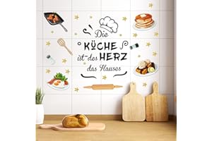 ANHUIB 44 Stück Küche Wandaufkleber,Küche Spruch Wandtattoo,Selbstklebend Küche Chef Wandaufkleber,Cartoon Küchengeschirr Wandsticker,Küche Zitate Wanddeko für Küche Esszimmer Backzimmer Restaurant
