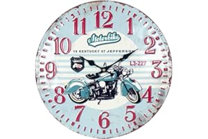 BY SIGRIS Signes Grimalt Reloj Pared Vintage | Reloj Pared Madera, Diseño: Moto, Diámetro 40 cm