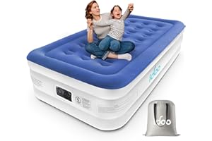 iDOO Colchón hinchable individual con bomba eléctrica integrada, colchón inflable con bolsa de almacenamiento, cama inflable para camping, invitados, viajes e interiores, cama de aire de 33 cm de alto