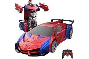 Spider Transform RC Cars Toys with Eye & Underbody Lights, 2.4GHz Remote Control Car One-Button Deformation, Fast 360°Rotation Robot Toys Birthday Gifts for 3 4 5 6 7 8 9 10 Year Old Boys Age 4-7 8-12