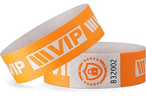 linie zwo ®, Pack de 100 Pulseras de Seguridad 19 x 254 mm - VIP, Naranja neón