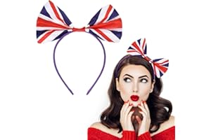 Happyyami British Headbands 2Pcs Union Jack Hairband England Flag Headband Union Jack Hair Headband Ribbon Bowknot Dress up Hair Accessories III Coronation Decorations