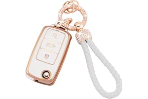 ‎KOAUDB Koaudb Autoschlüssel Hülle Cover Passt für VW Passat Golf Polo Beetle Jetta Touran EOS Scirocco, 3 Tasten Schlüsseletui TPU Schlüsselhülle mit Schlüsselanhänger (Vlw-3S)