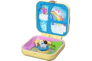 Polly Pocket Hidden Hideouts Unicorn Utopia with Three Surprise Reveals, Three Accessories, One Micro Shani Doll and Sticker Sheet