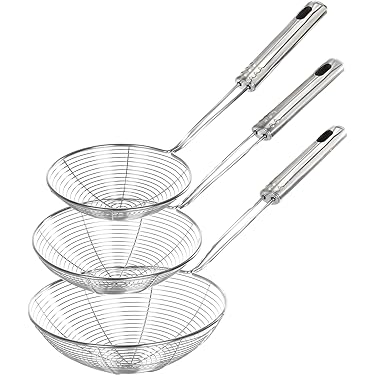 Fijnmazige zeef lepel - roestvrijstalen zeef lepel voor dit doel, keuken schuimspaan lepel - roestvrijstalen zeef, mesh lepel, voedselvergiet