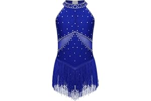 ranrann Dziecko Dziewczyna Trykot Gimnastyka Bez rękawów Rhinestone Kombinezon Gym Taniec Strój Łyżwiarstwo figurowe Kostium Pokaz 5-16 lat