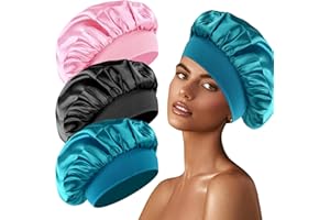 WINBEST Jedwabny czepek do spania, jedwabny czepek do spania, jedwabny, satynowy, Bonnet, czepek do spania, czepek do spania, jedwabny, satynowy, czepek do spania (kolor czarny, niebieski, różowy)