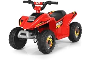 GOPLUS 6V Kinder Quad Elektro, Kinderquad mit Vorwärts- und Rückwärtsfunktion, Miniquad Kinderauto, Elektrofahrzeug aus PP & Stahl, Elektro-Quad für Kinder ab 3 Jahre (Rot)