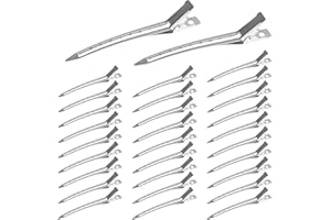 HUSAIHU Silver Metal Duckbill Hair Clips - 30pcs, 3.5 Inch Pin Curl Clips for Styling, Sectioning, Coloring & Dressing