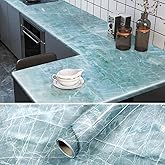 Buffer&reg; Marble Pattern Tabletop Kitchen Waterproof Adhesive Foil Sticker Blue 5x0.6m
