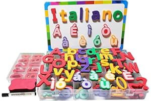 ANKOUJA Lettere Magnetiche per Bambini, Italiana Alfabeto Numeri Magneti Toys del Frigorifero, Giocattoli Educativi Include Lavagna Magnetica