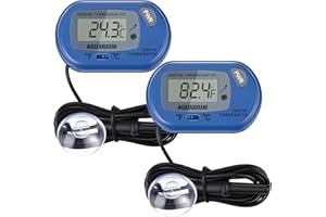 WEEWOODAY 2 Pacchi Termometri per Acquario Termometri Digital per Attaccare Termometro a LED per Marini Termometro Elettronico Impermeabile LCD Alta Precisione con Ventosa per Tartarughe Temperatura