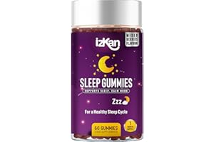 IZKAN Pro Sleep Gummies for Adults with Magnesium, L-Theanine, 5 HTP, Valerian Root, Passionflower Extract, Glycine, Chewable Sleep Supplement |Sleep Aid| |Calm Mood| Vegan 60 Gummies |Berries Flavour| (1)