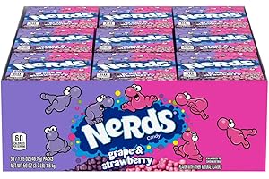 NERDS - Nerds Candy American Sour Candy | Combo perfetto di piccole caramelle al gusto di uva e fragola - Ideale per la condivisione - 36 pacchetti da 46,7 g