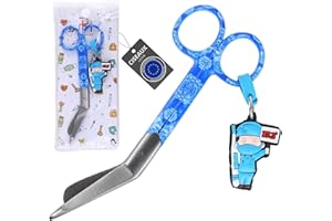 Ph Pro Heat Ciseaux Infirmier - Infirmiere Accessoires - Ciseaux Bout Rond pour Usage Professionnel ou Domestique - Materiel Infirmiere Acier Inoxidable -Ciseau Courbes pour Infirmière Fleurs.