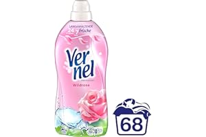 Vernel Wildrose Weichspüler (68 Waschladungen), Wäscheduft für 24 Stunden & 7 Tage langanhaltende Frische mit einzigartiger Duft-Technologie, recycelbare Flasche