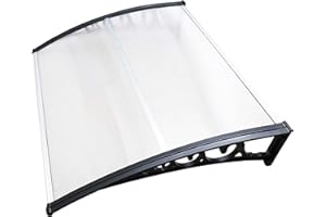 Gimisgu Auvent pour Porte d'entrée - 150 x 100 cm - en Polycarbonate Transparent - 5 mm - Support en polypropylène - Protection Solaire - Protection Contre la Pluie