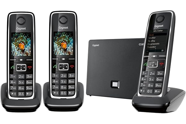 Gigaset C530 IP Trio Téléphone sans Fil DECT Hybride 3 Combinés Noir