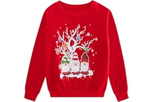 SFreeBo Weihnachtspullover Kinder Weihnachts Sweatshirt Niedlichem 3D-Druck Weihnachtspulli Mädchen Jungen Rundhals Langarm Baumwolle Weihnacht Pullover 4-11 Jahre