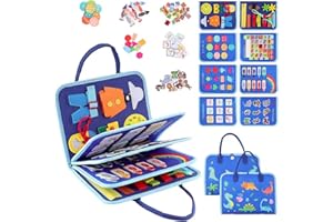 LUCKNIGHT Książka Montessori, Busy Board Montessori 2 lata, sensoryczna książka, zabawki Montessori, interaktywna walizka, zabawki edukacyjne dobra motoryka prezent dla dzieci 1 2 3 lata