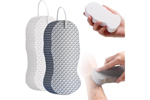 HOIDOKLY Esponjas de Baño Exfoliantes Mágicas para el Cuerpo 2026 - Esponja de Baño Exfoliante 3D Super Suave, Suave para la Piel y Reutilizable para Adultos y Niños (Blanco+Gris)