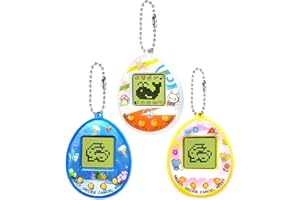 Wenosda 3PCS Virtuelles Cyber-Haustierspielzeug Digitale Haustiere Spielekonsole Handheld Maschine Mini-Tasche Elektronische Tiere Spielzeug mit Schlüsselanhänger für Kinder (zufällige Farbe，Oval)